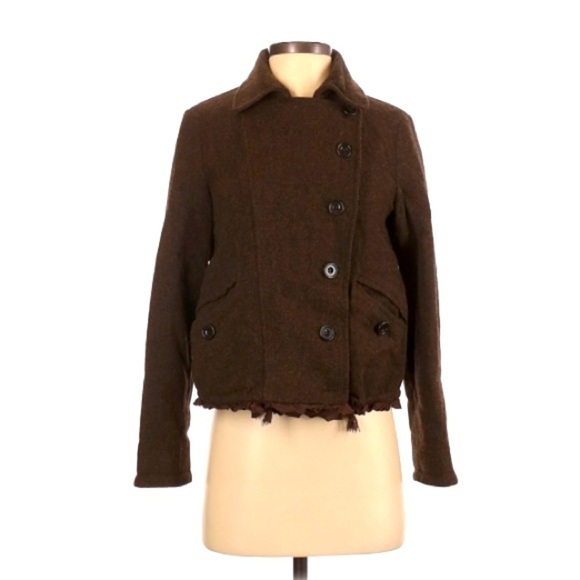 GAP Jackets & Blazers - GAP | 100% Wool Brown Jacket Coat Frayed Warm Winter Coat
